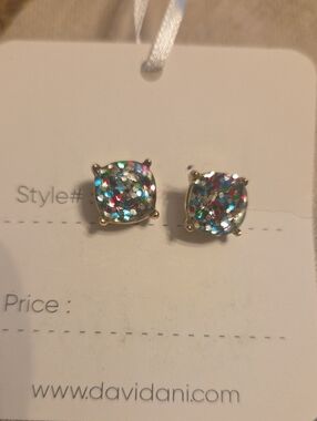 Multicolor Glitter Stud Earrings - Gold Setting